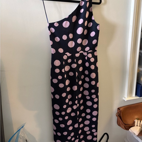 J. Crew Navy Dress with Pink Polka Dots - Picture 1 of 4